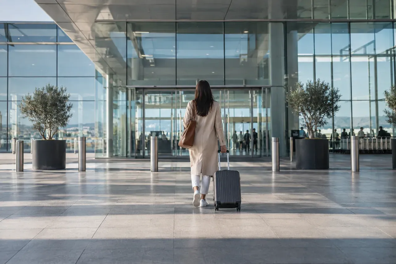 Representative image: an airport terminal arrival forecourt