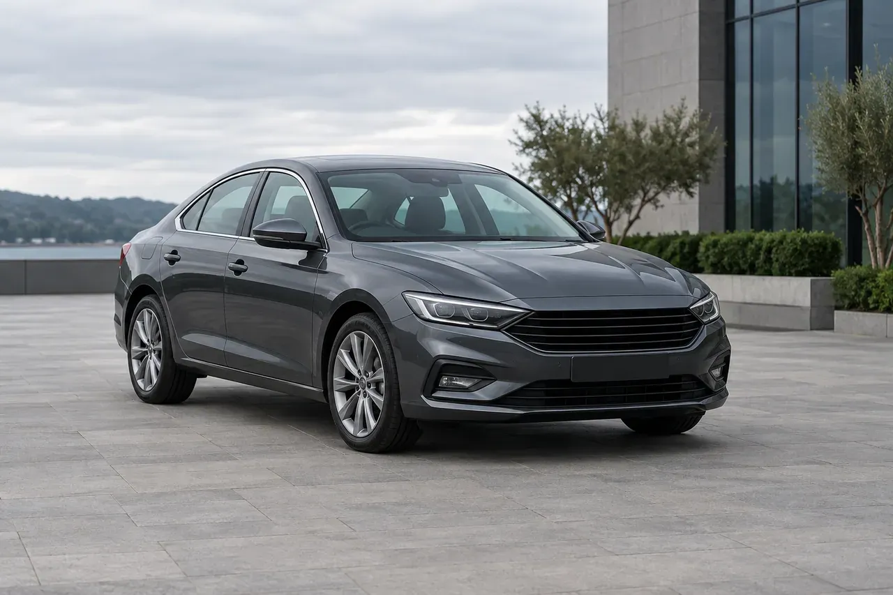 Representative image: a grey saloon on a paved forecourt